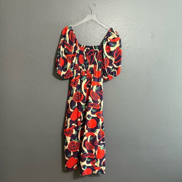 MELLODAY Puff Sleeve Poplin Faux Wrap Dress Size M - Picture 4 of 8